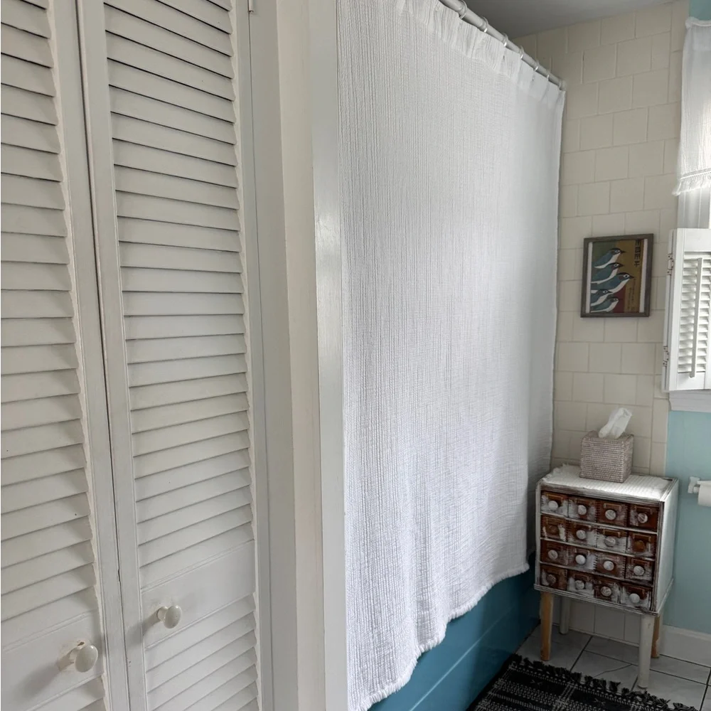 White Textured Shower Curtain